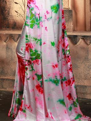 contrast shades shibori saree with blouse - 15625018 - Standard Image - 3