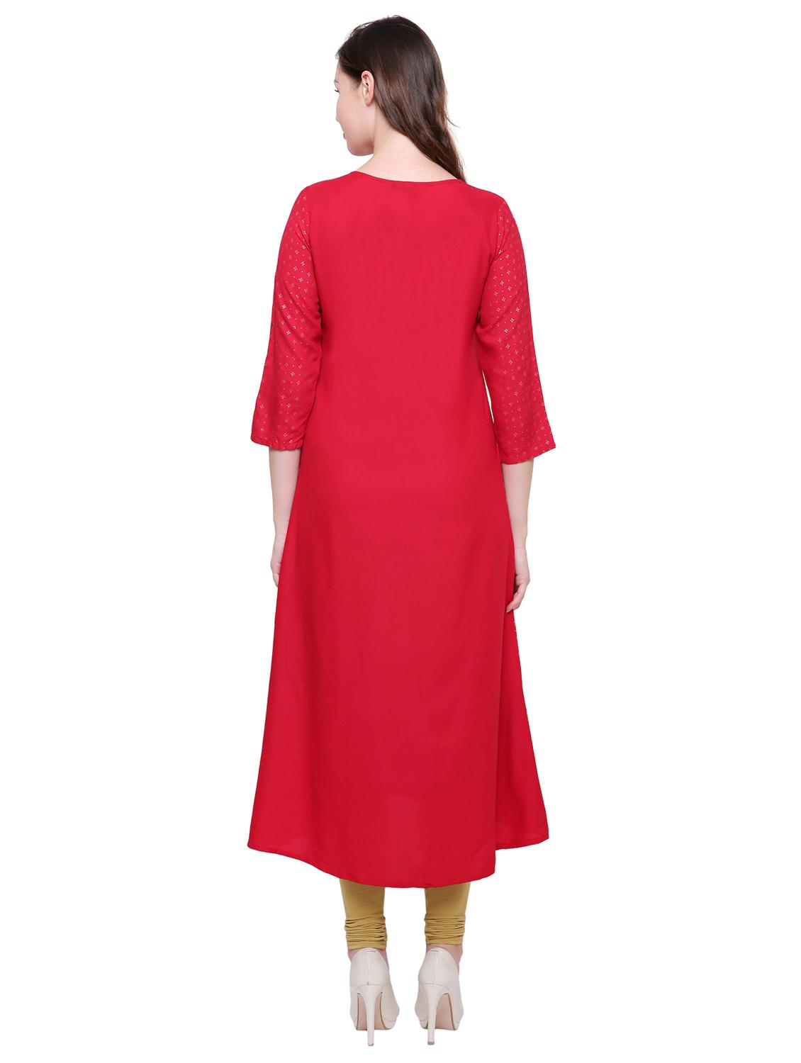 A-line foil print kurta - 15625059 - Zoom Image - 3