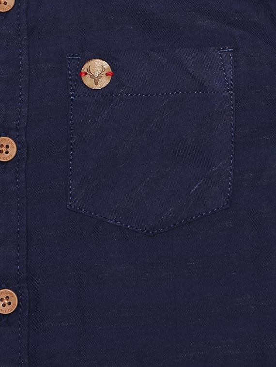 navy blue cotton blend shirt - 15625167 - Zoom Image - 3