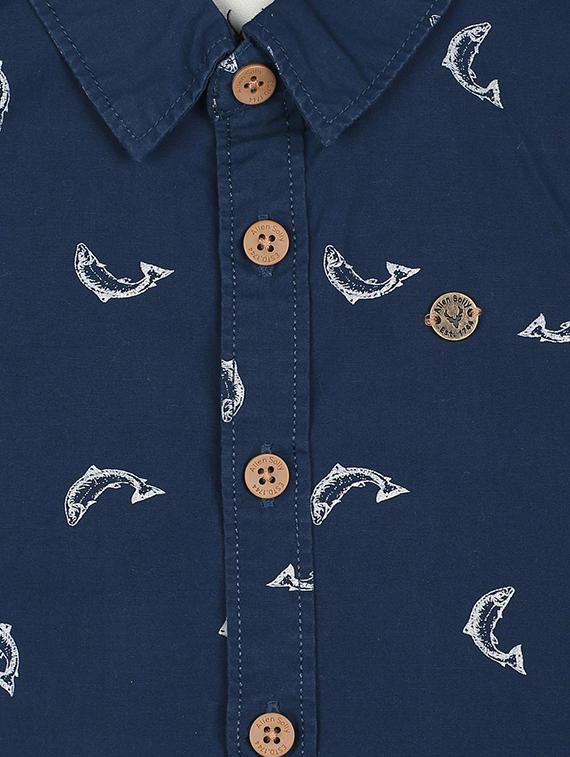 navy blue cotton shirt - 15625170 - Zoom Image - 3