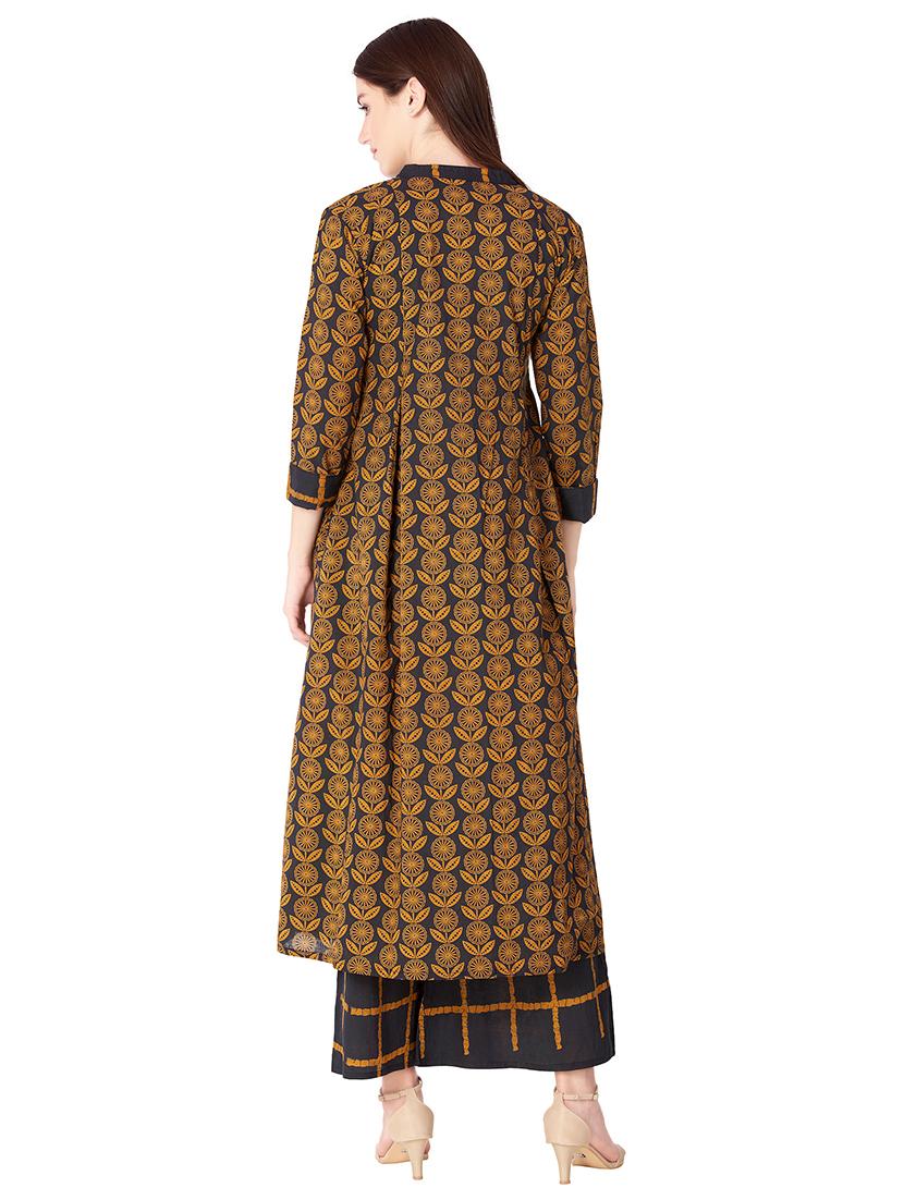printed kurta with palazzo set - 15625295 - Zoom Image - 3
