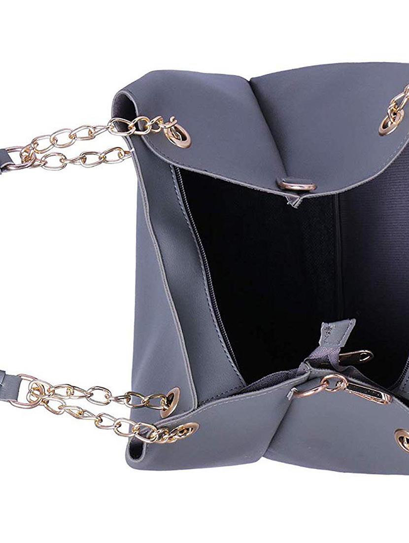 grey leatherette (pu) regular tote - 15625996 - Zoom Image - 3