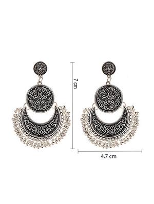 Silver Tone Oxidized Earrings - 15626077 - Standard Image - 3