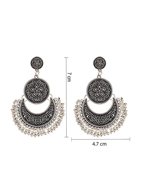 Silver Tone Oxidized Earrings - 15626077 - Zoom Image - 3