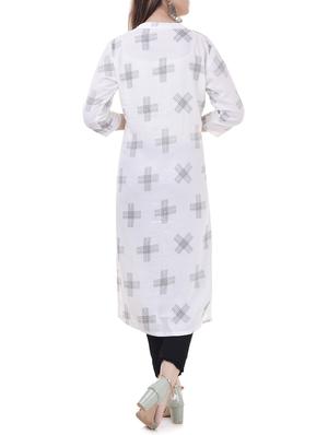Printed straight kurta with tassels - 15626356 - Standard Image - 3