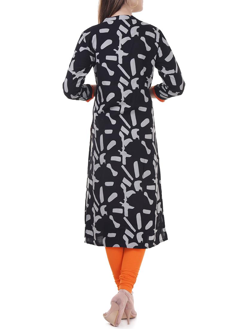 little kaantha work Printed straight kurta - 15626358 - Zoom Image - 3