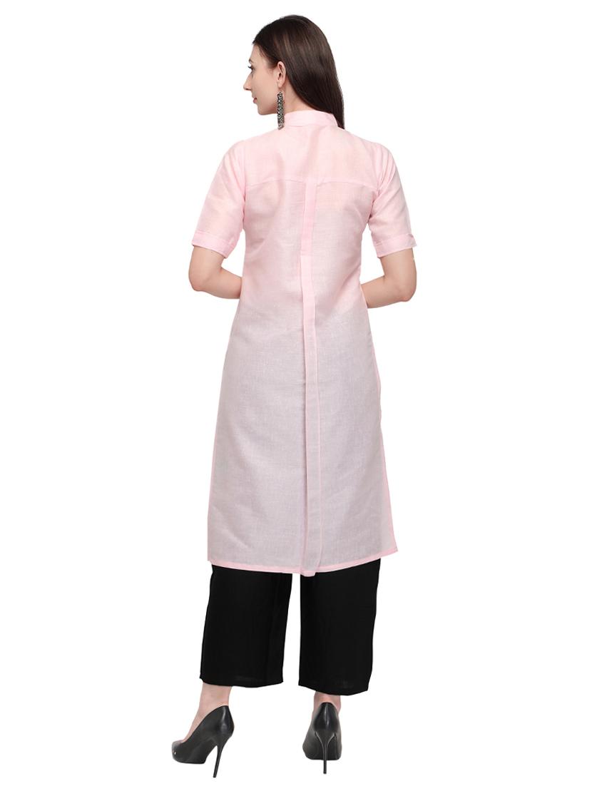 Soild kurta with palazzo set - 15626658 - Zoom Image - 3
