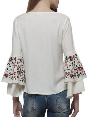 embroidered bell sleeved top - 15627721 - Standard Image - 3
