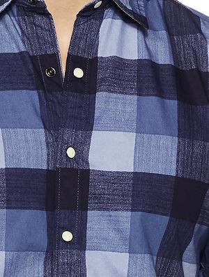 blue cotton casual shirt - 15628441 - Standard Image - 3