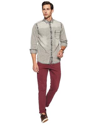 grey cotton casual shirt - 15628453 - Standard Image - 3