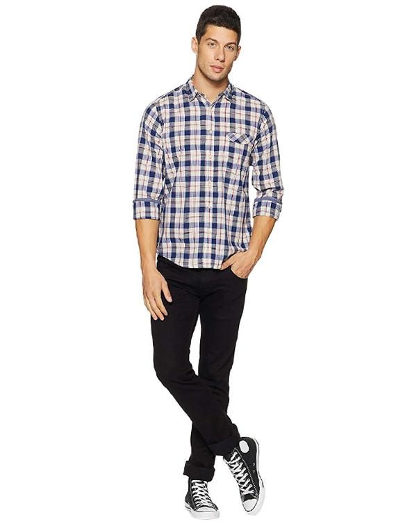 blue cotton casual shirt - 15628552 - Zoom Image - 3