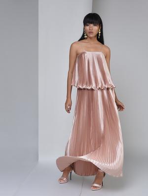metallic accordion pleat skirt - 15628621 - Standard Image - 3