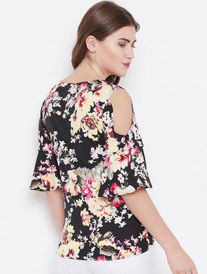 cold shoulder floral top - 15629305 - Standard Image - 3