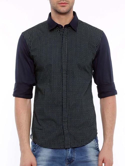 blue cotton casual shirt - 15629489 - Very Small Image - 1
