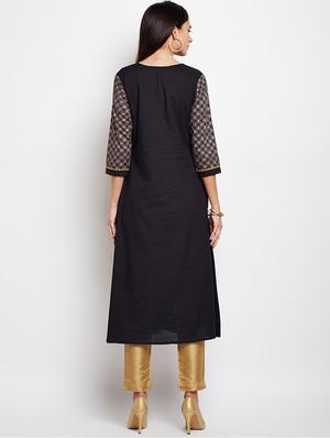 Foil print gotta work layered kurta - 15629508 - Standard Image - 3