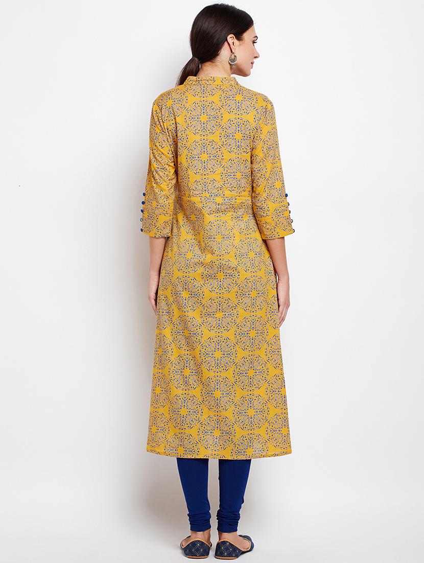 Printed sleeves detail a-line kurta - 15629511 - Zoom Image - 3