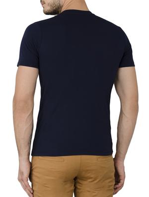 navy blue cotton chest print t-shirt - 15629602 - Standard Image - 3