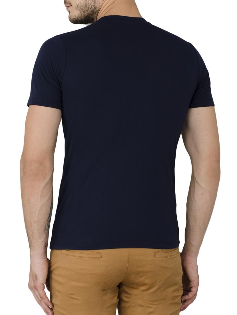 navy blue cotton chest print t-shirt - 15629602 - Zoom Image - 3