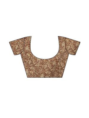 maroon printed saree combo with blouse - 15630060 - Standard Image - 3