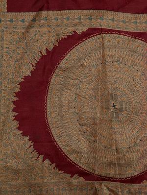 maroon printed saree combo with blouse - 15630060 - Standard Image - 6
