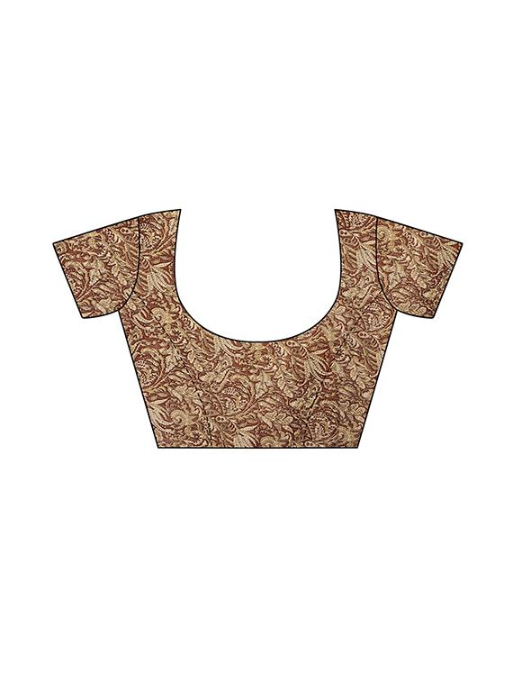 maroon printed saree combo with blouse - 15630060 - Zoom Image - 3