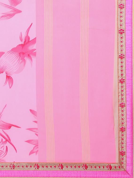 multicolor printed saree combo with blouse - 15631039 - Zoom Image - 6