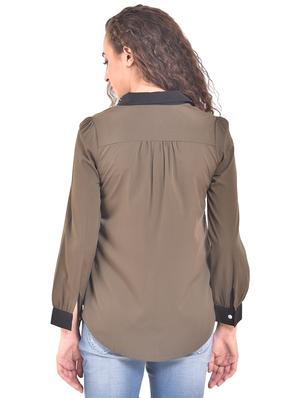 contrast embellished collar asymmetric shirt - 15631850 - Standard Image - 3