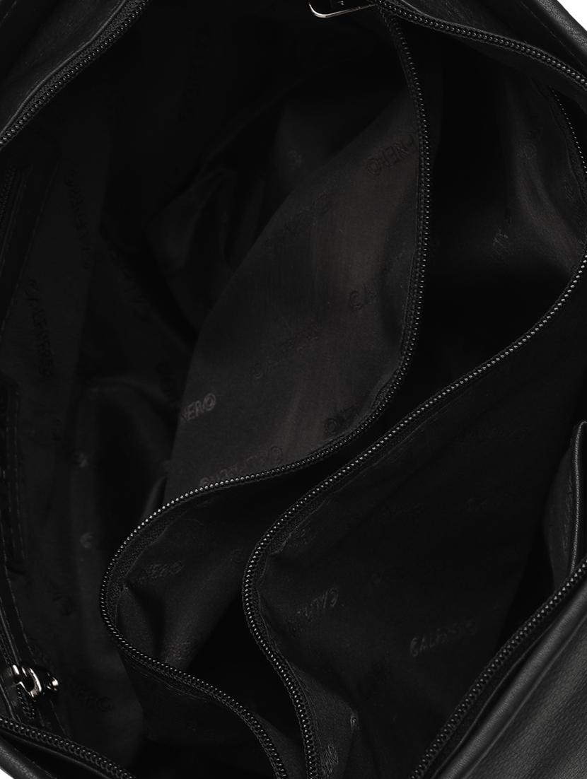 black leatherette (pu) regular handbag - 15632074 - Zoom Image - 3