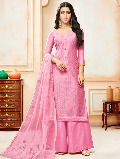 Embroidered unstitched palazzo suit - 15636846 - Very Small Image - 1