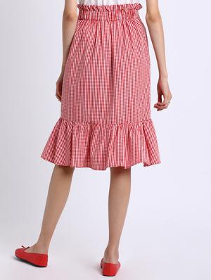 checkered tie up waist skirt - 15637130 - Standard Image - 3