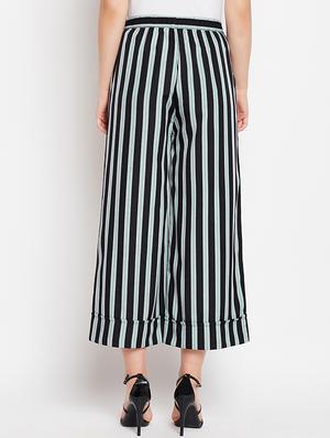 striped tie up waist wide leg trouser - 15640850 - Standard Image - 3