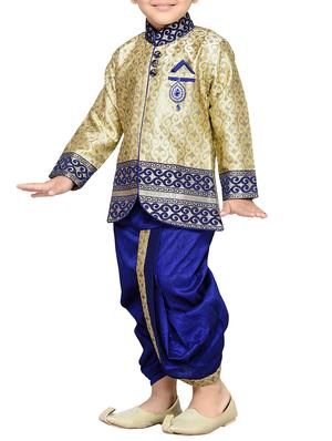 blue silk blend kurta set - 15640933 - Standard Image - 6