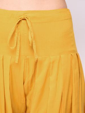 Tassels drawstring soild kurti with salwar set - 15642074 - Standard Image - 6