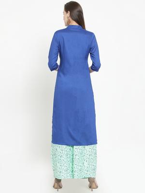 Block printed kurta with palazzo set - 15645538 - Standard Image - 3