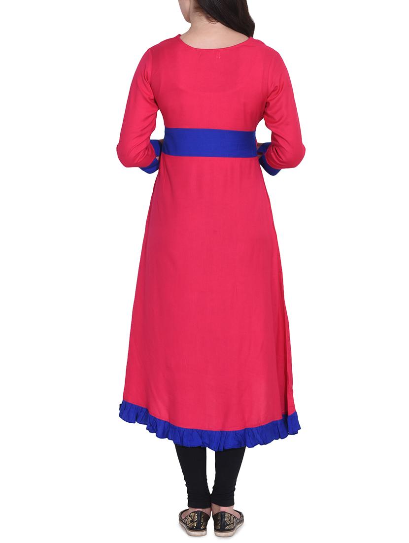 Ruffle hem a-line solid kurta - 15645859 - Zoom Image - 3