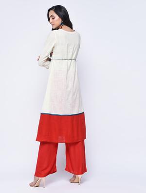 embroidered a-line kurta - 15647826 - Standard Image - 3