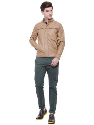beige leather biker jacket - 15649093 - Standard Image - 3