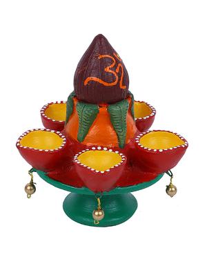 Aapno Rajasthan Auspicious 4 Faced Kalash Design Terracota Diya - 15649176 - Standard Image - 3