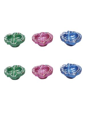 aapno rajasthan leaf design handpainted terracotta diyas-set of 6 - 15649186 - Standard Image - 3