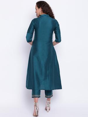 gota work kurta with pant set - 15649783 - Standard Image - 3