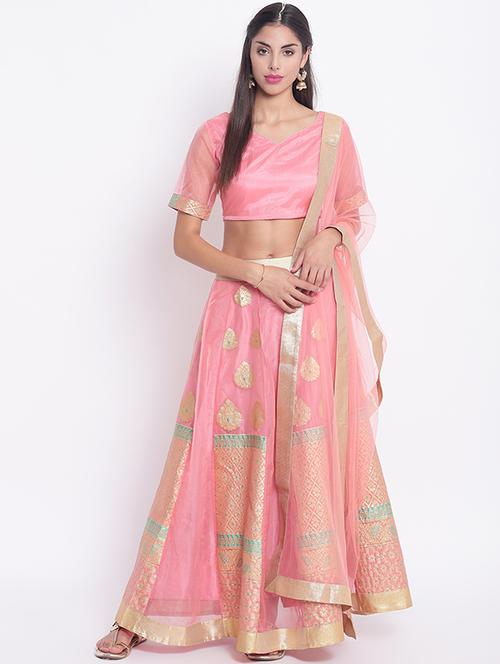 zari flared lehenga set - 15649791 - Very Small Image - 1