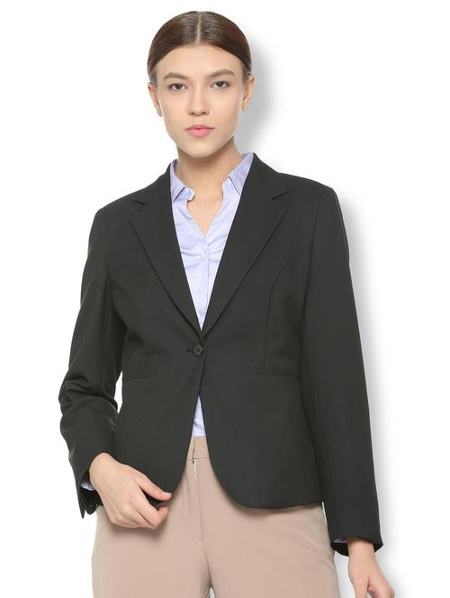 black lapel collared blazer - 15650170 - Standard Image - 1