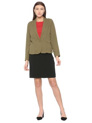 moss green lapel collared blazer - 15650184 - Standard Image - 3