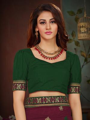 floral border embroidered saree with blouse - 15650434 - Standard Image - 3