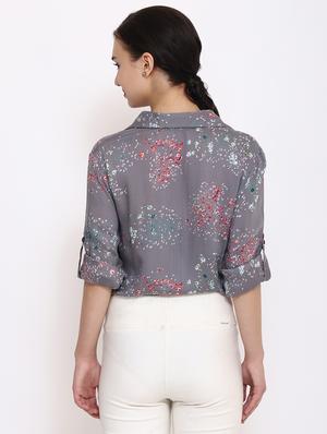 roll-up sleeved ditsy floral shirt - 15651122 - Standard Image - 3