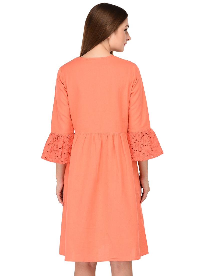 bell sleeved fit & flare dress - 15652614 - Zoom Image - 3