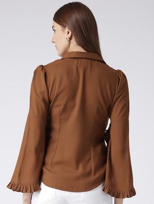 frill detail slit sleeved shirt - 15652764 - Standard Image - 3