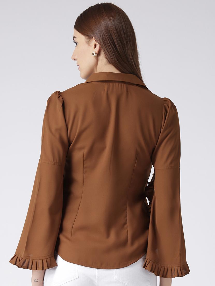 frill detail slit sleeved shirt - 15652764 - Zoom Image - 3