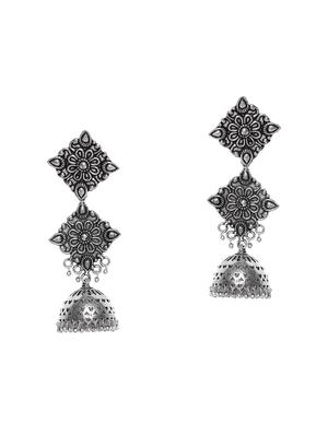 silver tone jhumka - 15653644 - Standard Image - 3