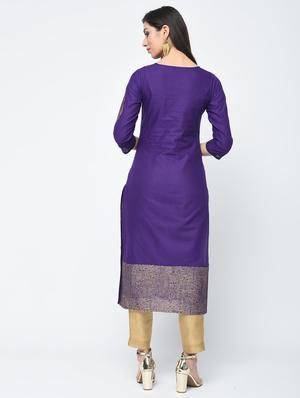 Foil printed straight kurta - 15654164 - Standard Image - 3